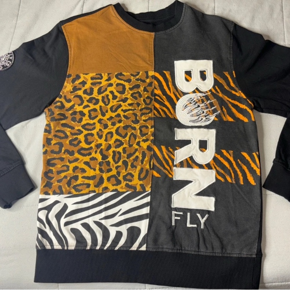 Born Fly Men’s Adult Casual Logo Graphic Sweatshirt Pullover Size Medium (H1)